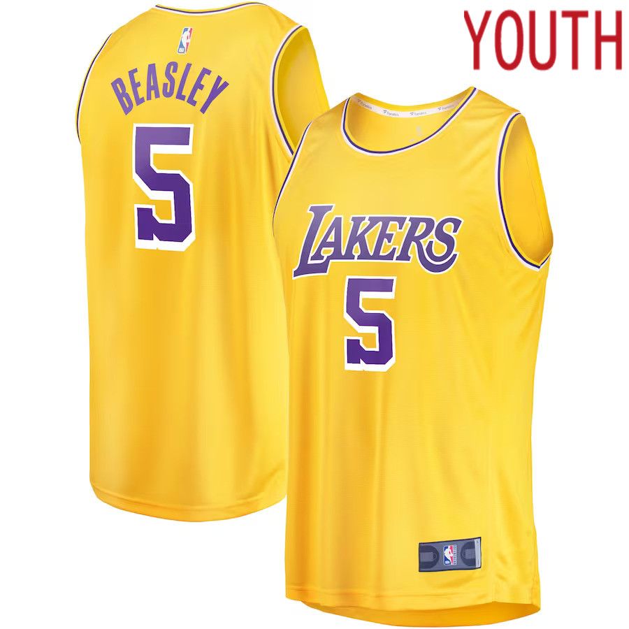 Youth Los Angeles Lakers 5 Malik Beasley Fanatics Branded Gold Fast Break Player NBA Jersey